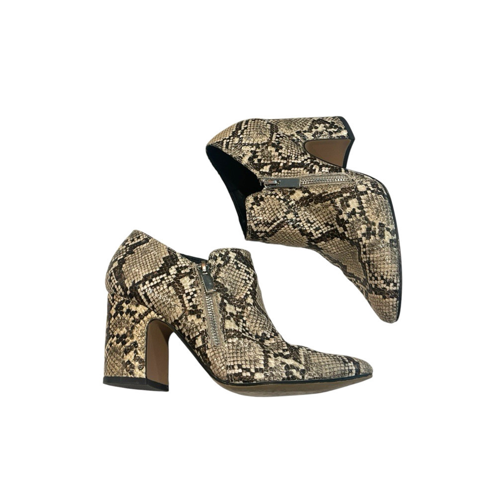 Michael by Michael Shannon Snake Print Block Heel Ankle Booties 8 Pointed Toe